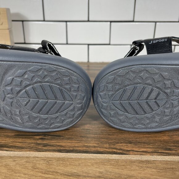 JSport Cara Womens Size 9 Shoes Black Open Toe Lightweight Strappy Wedge Sandals - Picture 8 of 13